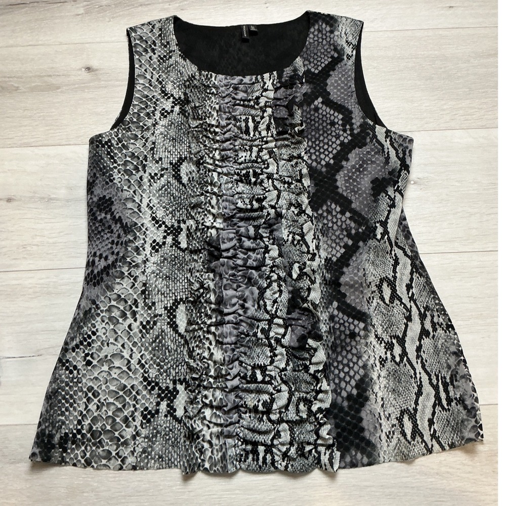 Madison Sleeveless Blouse Women Large Gray Snakeskin New Without tags